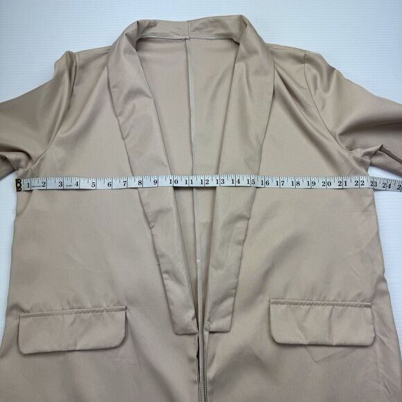 Beige Blazer Long Sleeve Open Front Size XL Work Office Jacket Lightweight - Picture 6 of 11